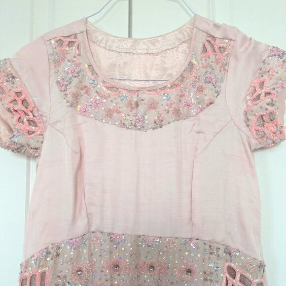 Pink Cutwork Embellished Women's Indian inspired Dress - M Excellent Condition - Picture 4 of 5